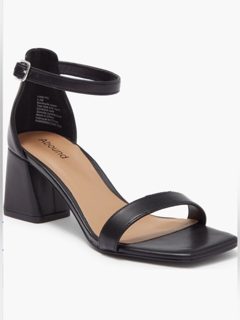 NEW…Abound Black Ankle-Strap Block Heel Sandal